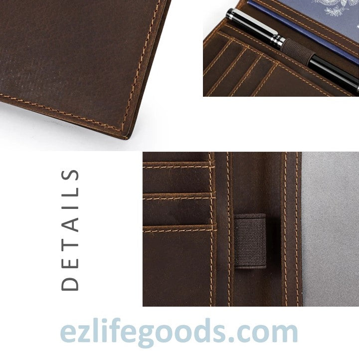 EZLIFEGOODS-Rfid Protected Wallet| Passport Cover & Cardholder Wallet|Leather Passport Holder Travel Wallet - Coffee Brown