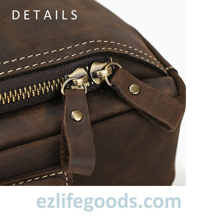 EZLIFEGOODS-Genuine Leather Crossbody Bag for Men| Brown Messenger Shoulder Bag with Many Pockets Dark Brown