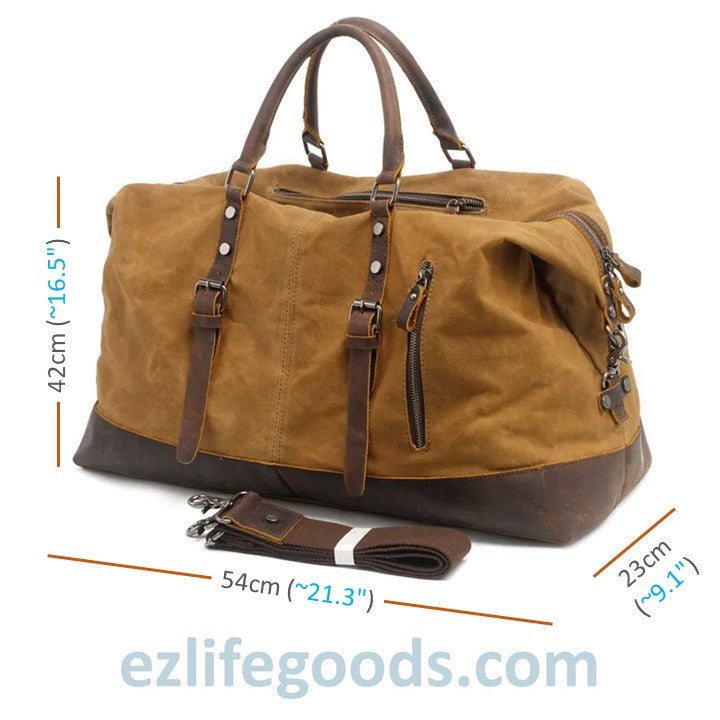 EZLIFEGOODS-Waterproof Duffle Bag with Cowhide Trimmings| High Capacity Weekender Bag 54 cm