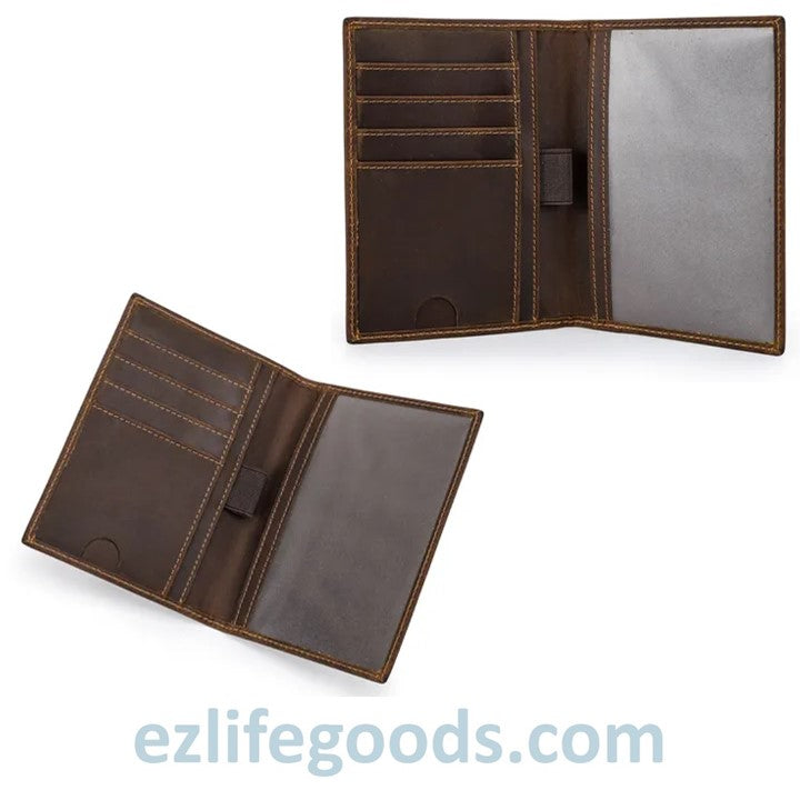 EZLIFEGOODS-Rfid Protected Wallet| Passport Cover & Cardholder Wallet|Leather Passport Holder Travel Wallet - Coffee Brown