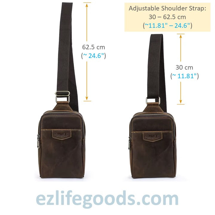 Genuine Leather Mini Sling Bag for Men| Anti Theft Crossbody Chest Bag for Travel