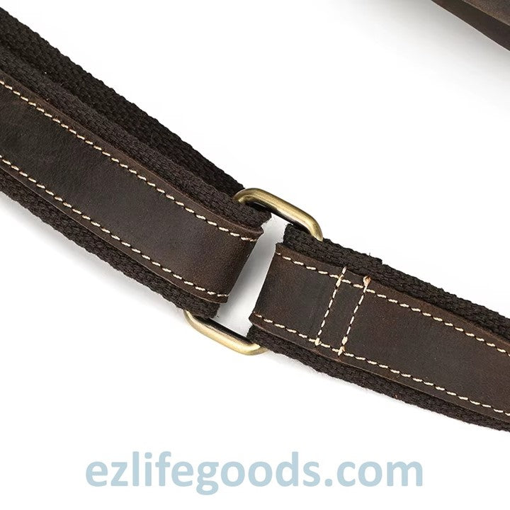 EZLIFEGOODS- Adjustable strap of Genuine_Leather_Work_Bag_for_Men-Compact_Shoulder_Bag_with_Many_Pockets-Crossbody_Sling_Chest_Bag-Single_Strap_Shoulder_Backpack