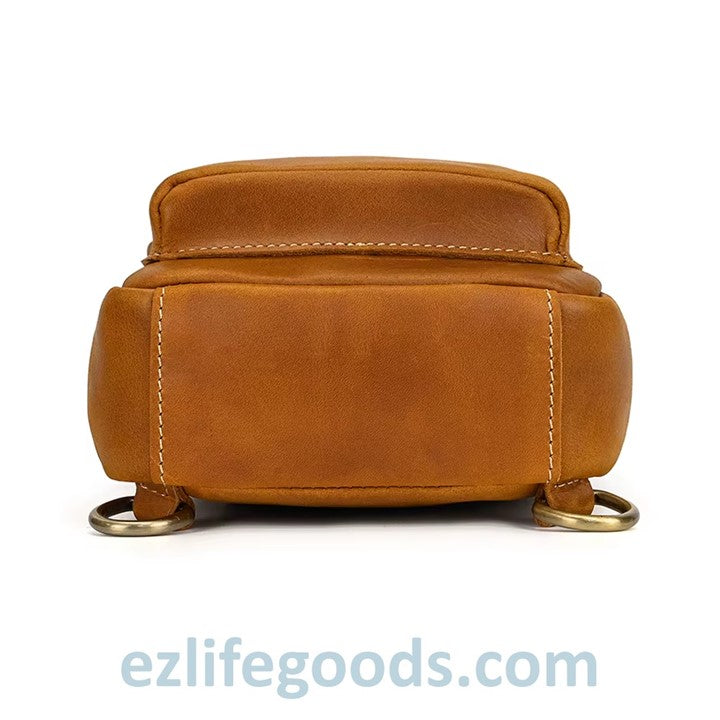 EZLIFEGOODS-Light Brown Genuine_Leather_Work_Bag_for_Men-Compact_Shoulder_Bag_with_Many_Pockets-Crossbody_Sling_Chest_Bag-Single_Strap_Shoulder_Backpack-26