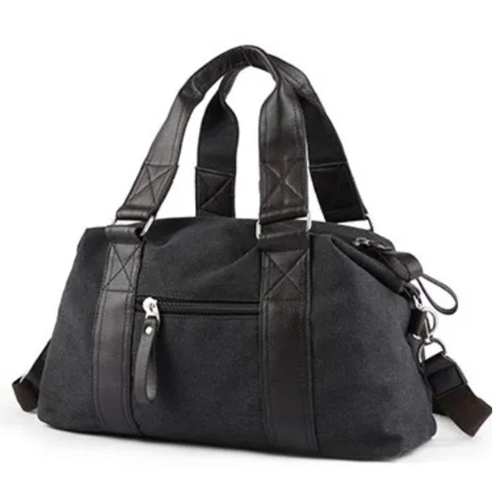 EZLIFEGOODS-Anti-Theft Canvas Duffle Bag| Zipper Weekend Bag| Fitness Handbag| Shoulder Bag with Many Pockets-Black
