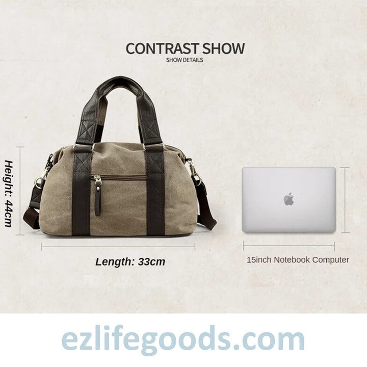 EZLIFEGOODS-Anti-Theft Canvas Duffle Bag| Zipper Weekend Bag| Fitness Handbag| Shoulder Bag with Many Pockets