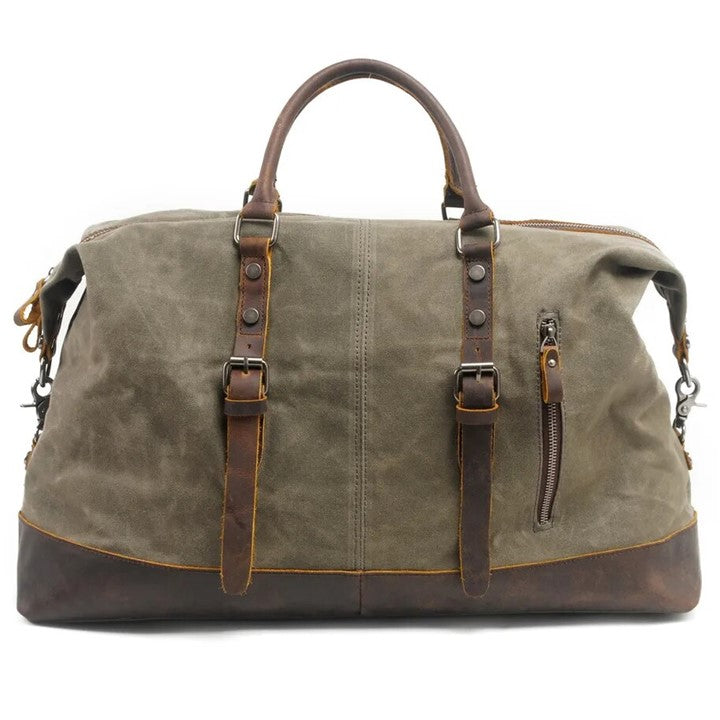 EZLIFEGOODS-Waterproof Duffle Bag with Cowhide Trimmings| High Capacity Weekender Bag 54 cm -Army Green