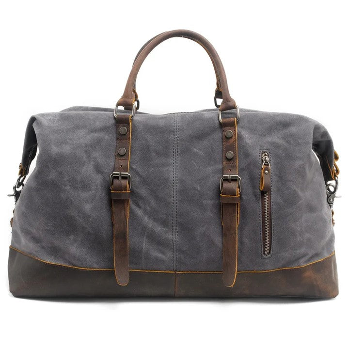 EZLIFEGOODS-Waterproof Duffle Bag with Cowhide Trimmings| High Capacity Weekender Bag 54 cm -Grey