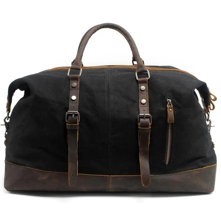 EZLIFEGOODS-Waterproof Duffle Bag with Cowhide Trimmings| High Capacity Weekender Bag 54 cm -Black