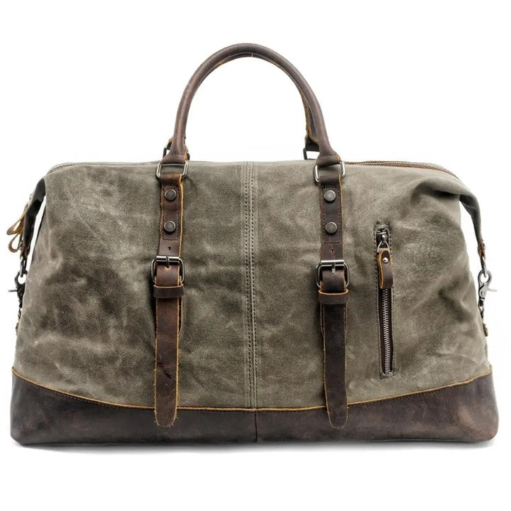 EZLIFEGOODS-Waterproof Duffle Bag with Cowhide Trimmings| High Capacity Weekender Bag 54 cm -Army Green