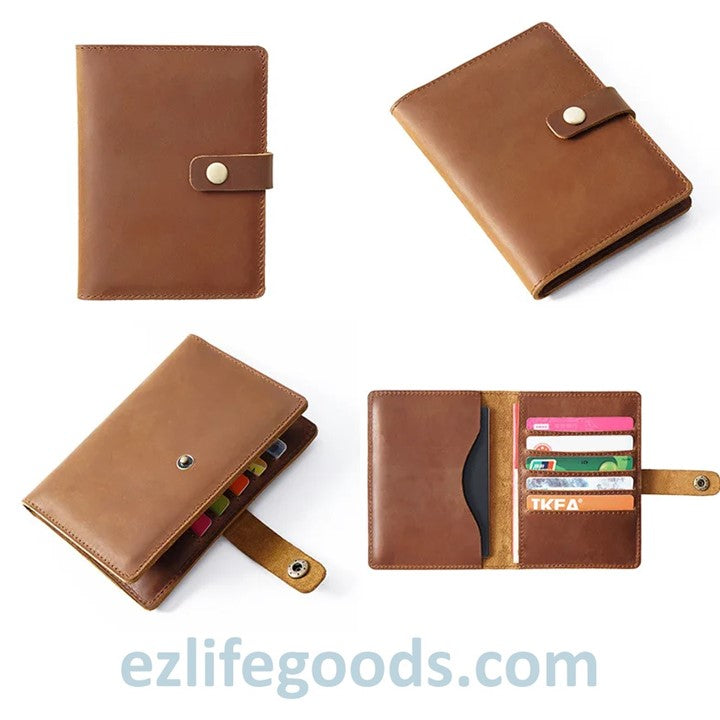 EZLIFEGOODS-Vintage Passport Wallet |Genuine Leather Passport Cover Cardholder Wallet & Travel Organizer 