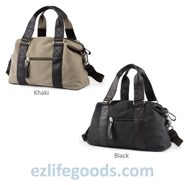 EZLIFEGOODS-Anti-Theft Canvas Duffle Bag| Zipper Weekend Bag| Fitness Handbag| Shoulder Bag with Many Pockets