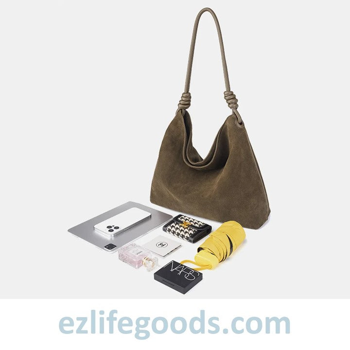 EZLIFEGOODS-Cow Leather Woman Handbag| Soft Suede Shoulder Tote Bag