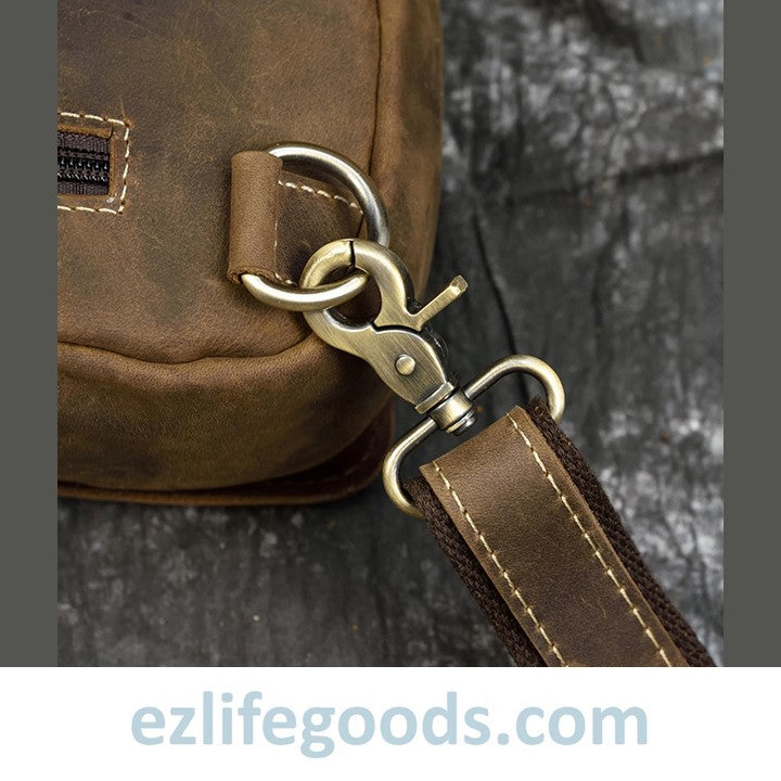 EZLIFEGOODS-Casual Leather Sling Bag for Men, Slim Anti Theft Chest Bag