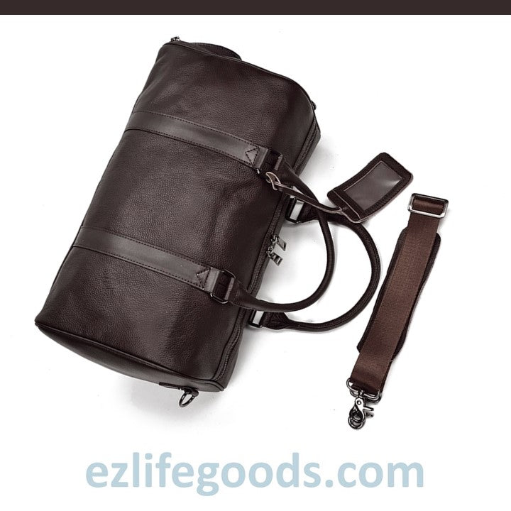 EZLIFEGOODS-Soft Genuine Cowhide Leather Travel Bag 45 cm Brown