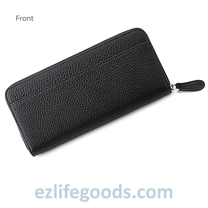 EZLIFEGOODS-RFID Long Wallet, Genuine Leather Zipper Wallet for Women with Many Cardholders, Phone Wallet Purse - Black