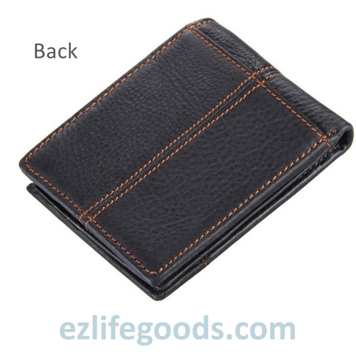EZ Life Goods - Practical Wallet for Men of Genuine Cow Leather-Black