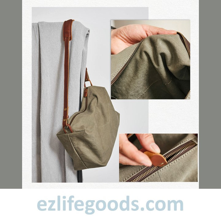 EZ Life Goods-Retro Canvas Shoulder Messenger Bag, Japanese Style Crossbody Bag