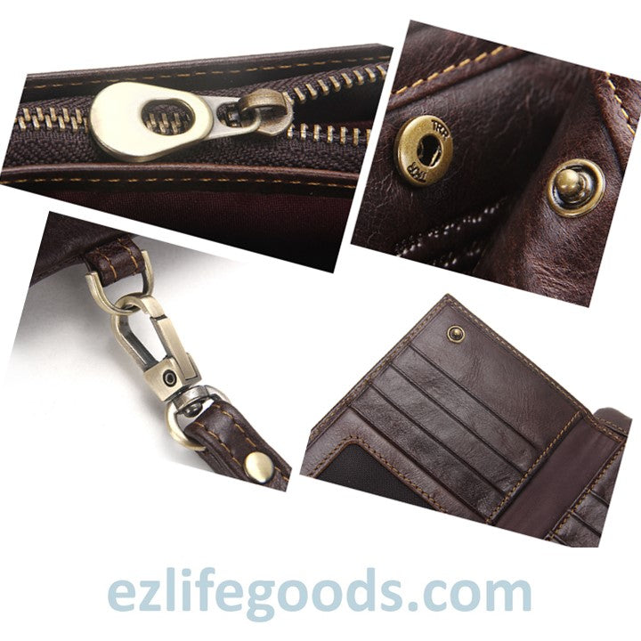 EZLIFEGOODS-Elegant Genuine Leather Wallet With Phone Pocket