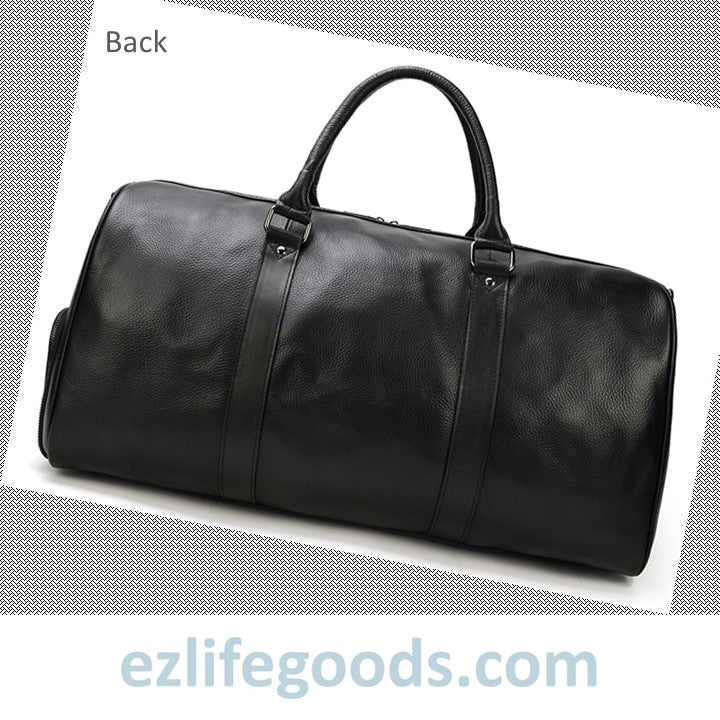 EZLIFEGOODS-Soft Genuine Cowhide Leather Travel Bag 55 cm Black