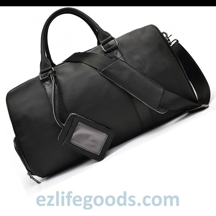 EZLIFEGOODS-Soft Genuine Cowhide Leather Travel Bag 45 cm Black