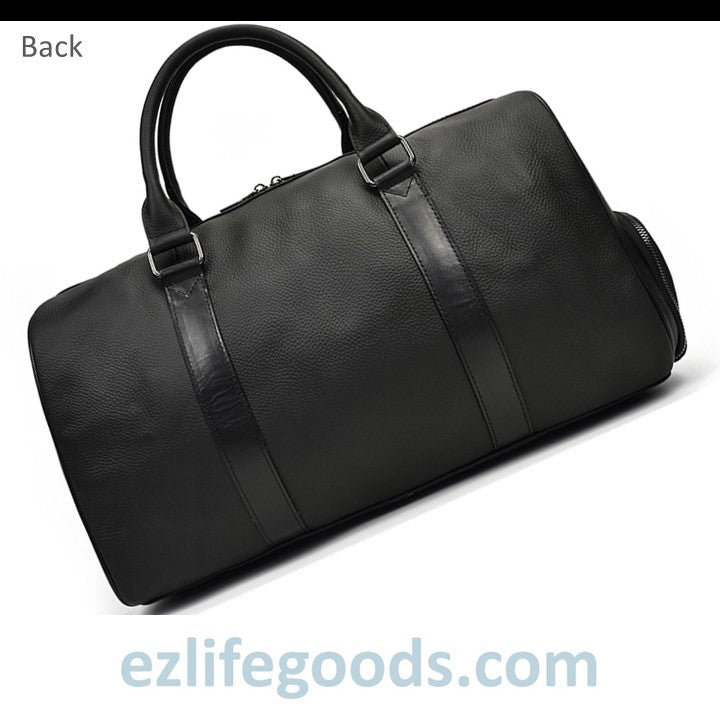 EZLIFEGOODS-Soft Genuine Cowhide Leather Travel Bag 45 cm Black