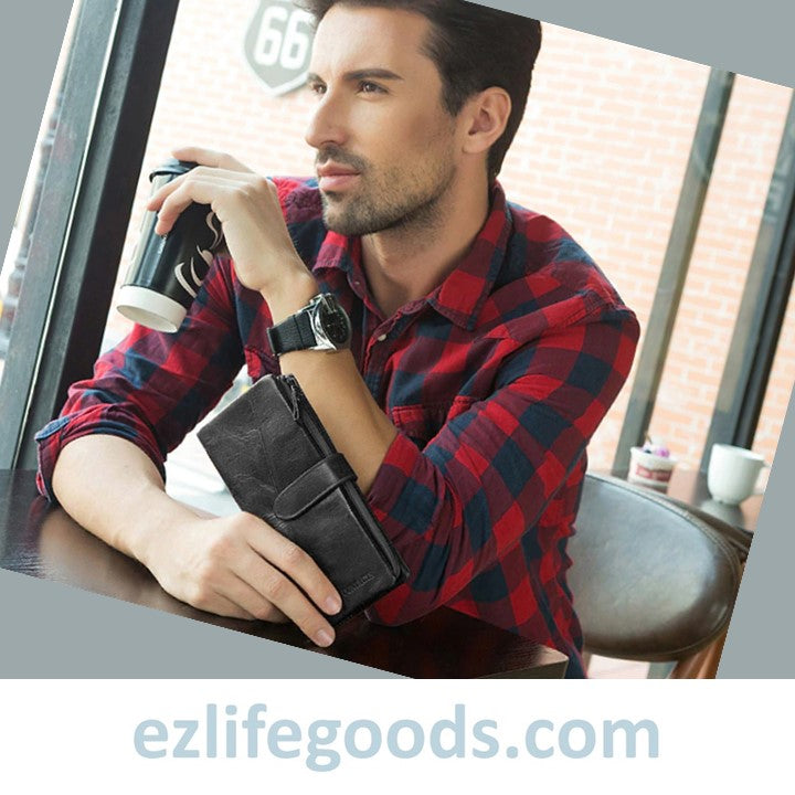 EZLIFEGOODS-Genuine Leather Men's Wallet