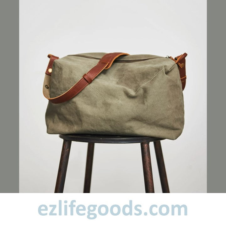 EZ Life Goods-Retro Canvas Shoulder Messenger Bag, Japanese Style Crossbody Bag