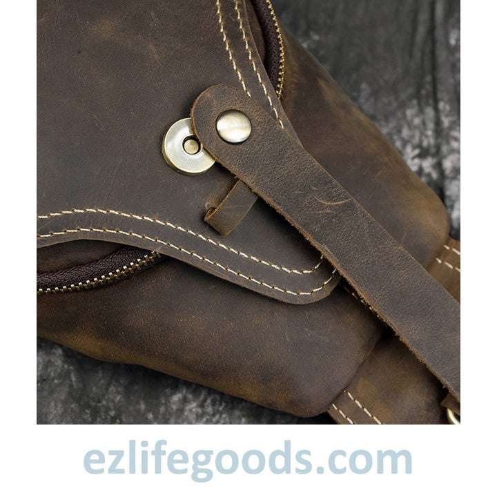 EZLIFEGOODS-Casual Leather Sling Bag for Men, Slim Anti Theft Chest Bag