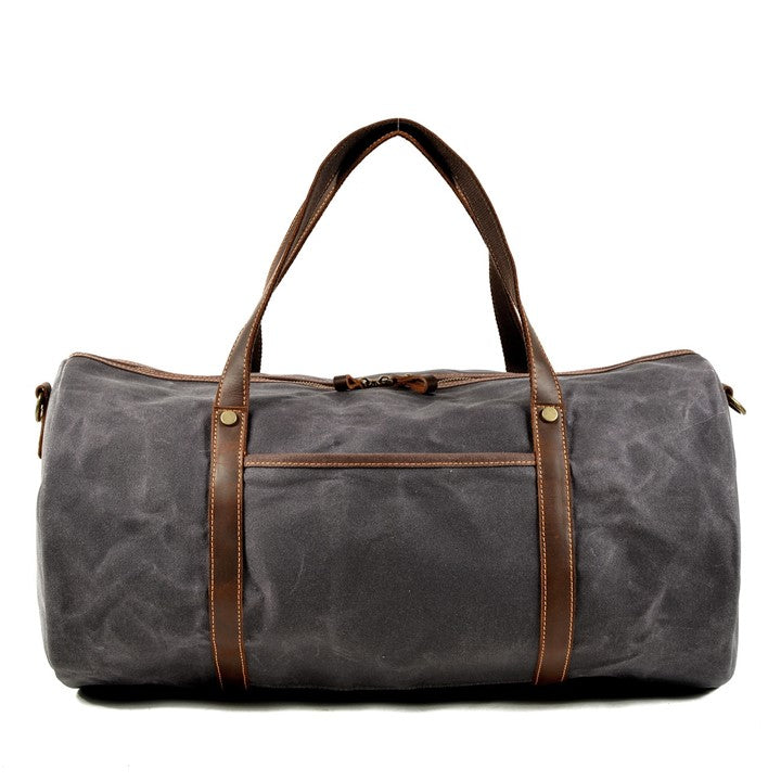 EZLIFEGOODS-Retro Canvas Trimmed with Cowhide Duffle Weekender Bag | 54 cm Large Capacity Gym bag Dark Grey