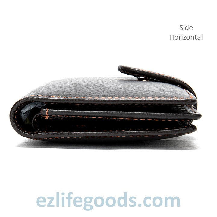 EZ Life Goods-Classic Long Leather Wallet for Men, 18 Credit Card Holder Wallet Dark Brown