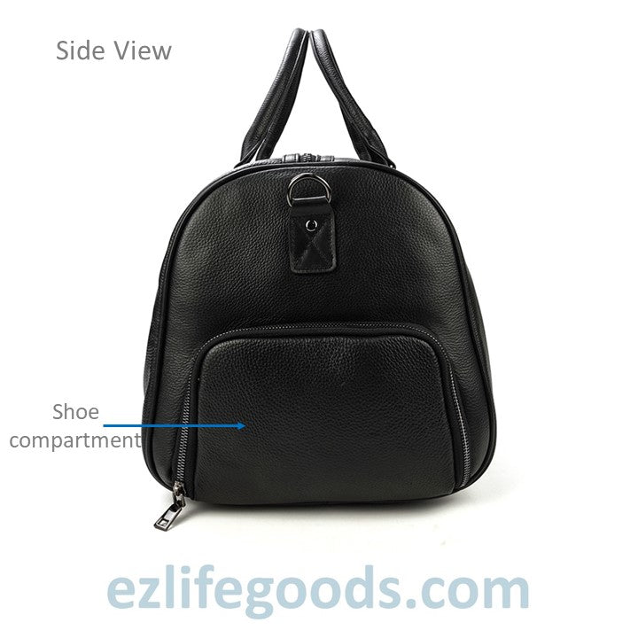 EZLIFEGOODS-Soft Genuine Cowhide Leather Travel Bag 55 cm Black