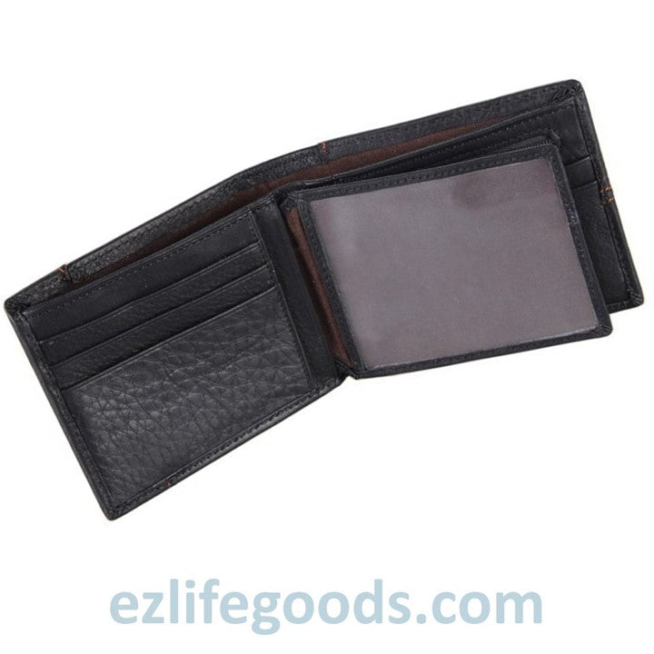 EZ Life Goods - Practical Wallet for Men of Genuine Cow Leather-Black