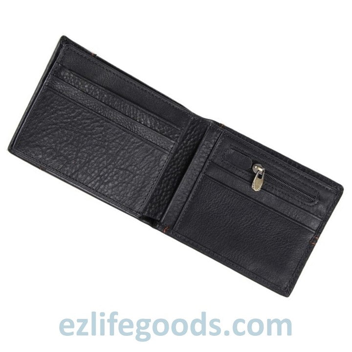 EZ Life Goods - Practical Wallet for Men of Genuine Cow Leather-Black