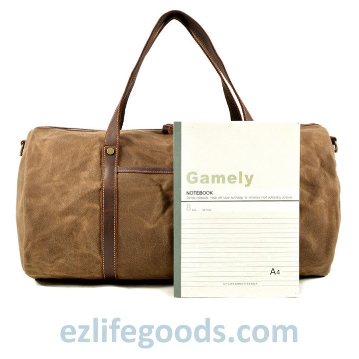 EZLIFEGOODS-Retro Canvas Trimmed with Cowhide Duffle Weekender Bag | 54 cm Large Capacity Gym bag