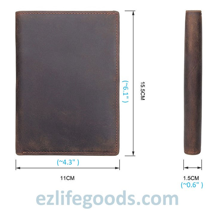 EZLIFEGOODS-Passport Wallet, Crazy Horse Leather Travel Wallet for Men with Cardholders