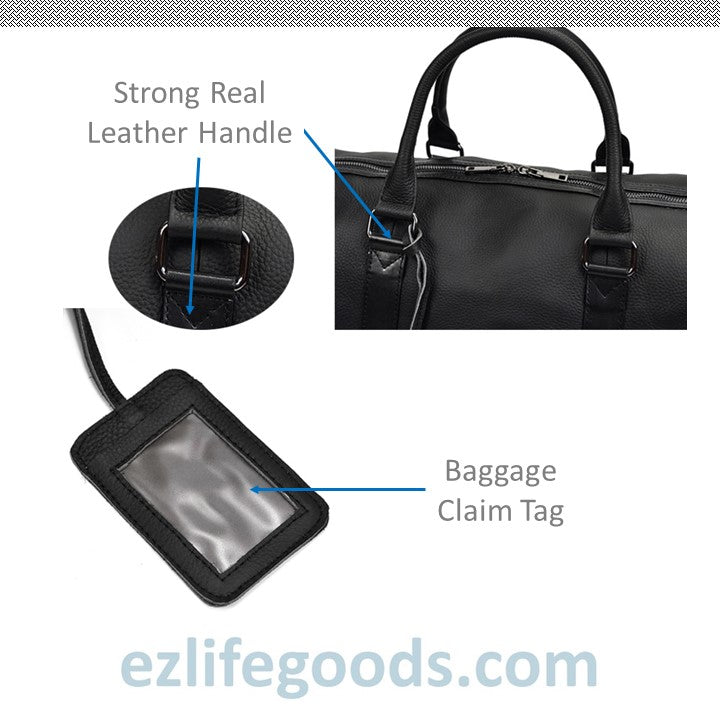 EZLIFEGOODS-Soft Genuine Cowhide Leather Travel Bag 45 cm