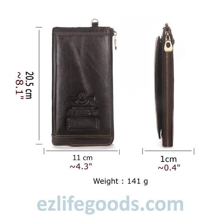 EZLIFEGOODS-Elegant Genuine Leather Wallet With Phone Pocket