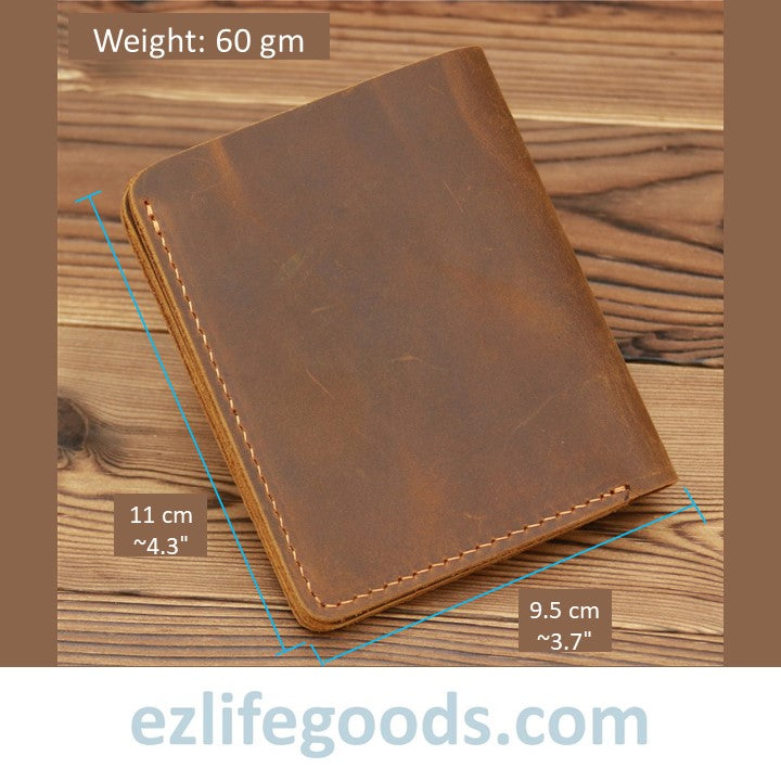 EZLIFEGOODS-Vintage Crazy Horse Leather Card Holder Small Wallet for Men