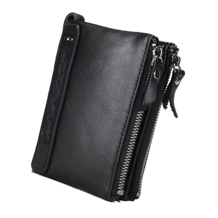 EZLIFEGOODS-Genuine Cowhide Leather Wallet For Men Black