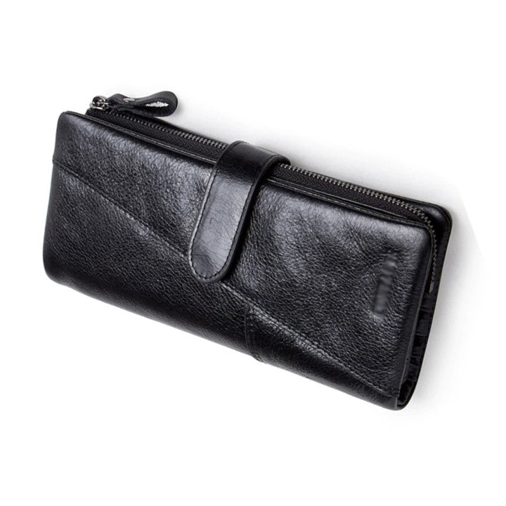 EZLIFEGOODS-Genuine Leather Men's Wallet Black Long