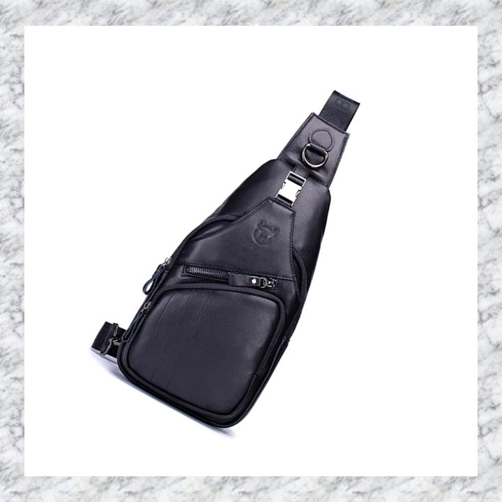 EZLIFEGOODS-Luxury Genuine Leather Crossbody Bag Black