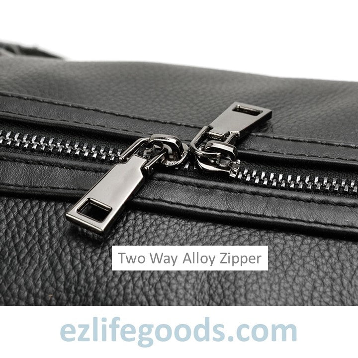 EZLIFEGOODS-Soft Genuine Cowhide Leather Travel Bag 55 cm Black