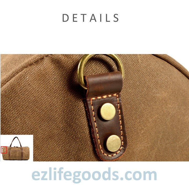 EZLIFEGOODS-Retro Canvas Trimmed with Cowhide Duffle Weekender Bag | 54 cm Large Capacity Gym bag