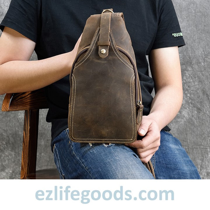 Slim Chest Bag, Leather outlet Sling Shoulder Bag