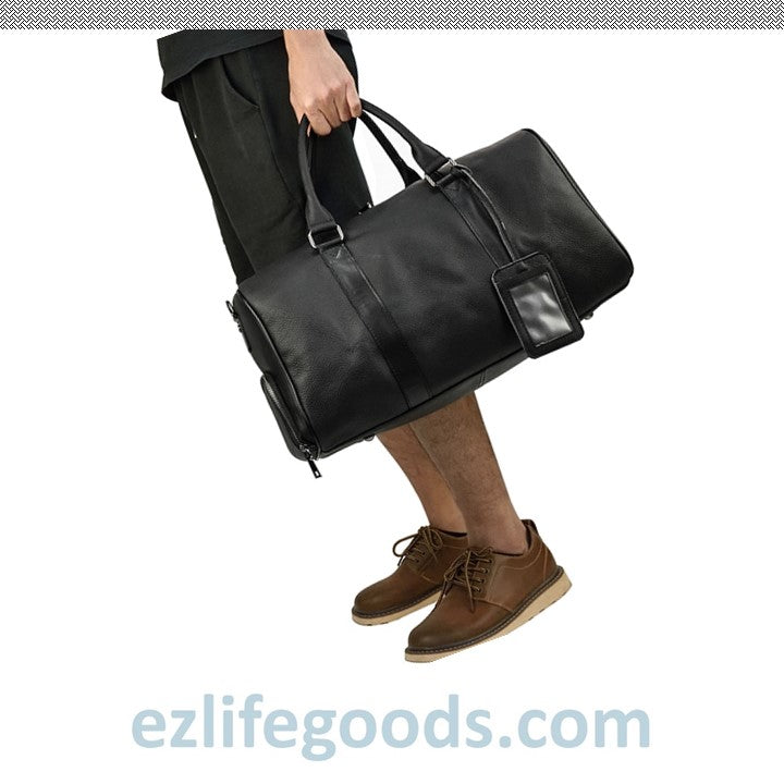 EZLIFEGOODS-Soft Genuine Cowhide Leather Travel Bag 45 cm Black