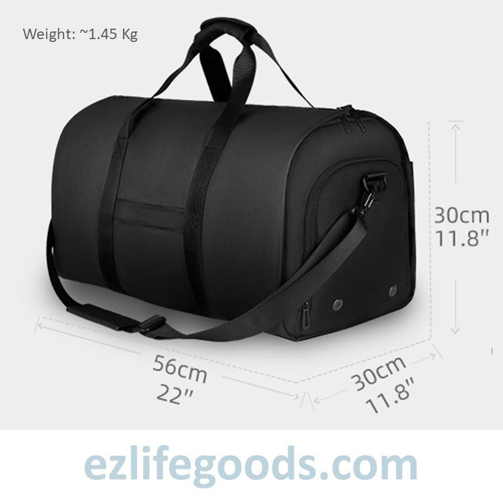 EZLIFEGOODS-Waterproof Fabric Duffle Travel Bag Folding Suit Bag for Men with Shoe Pouch - Black
