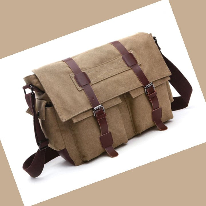 EZLIFEGOODS-Stylish Large Capacity Messenger Bag Khaki