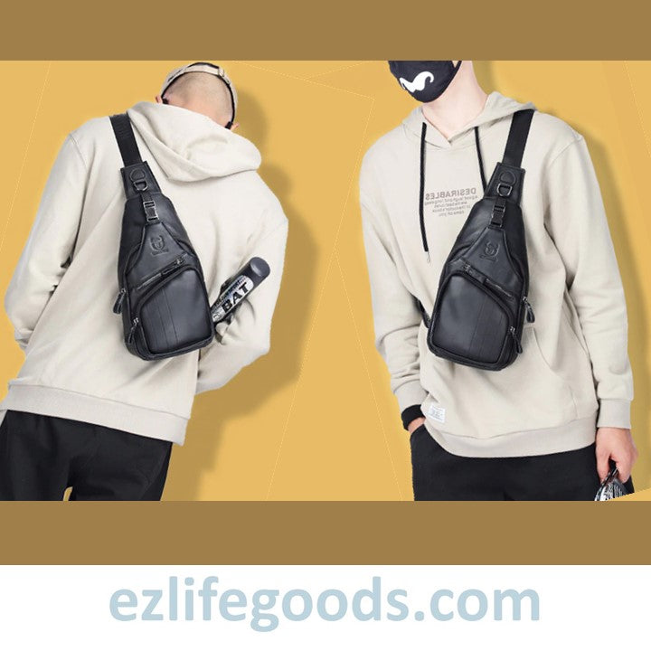 EZLIFEGOODS-Luxury Genuine Leather Crossbody Bag Black