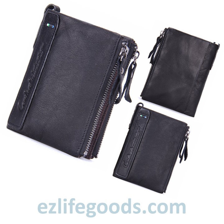 EZLIFEGOODS-Genuine Cowhide Leather Wallet For Men Black