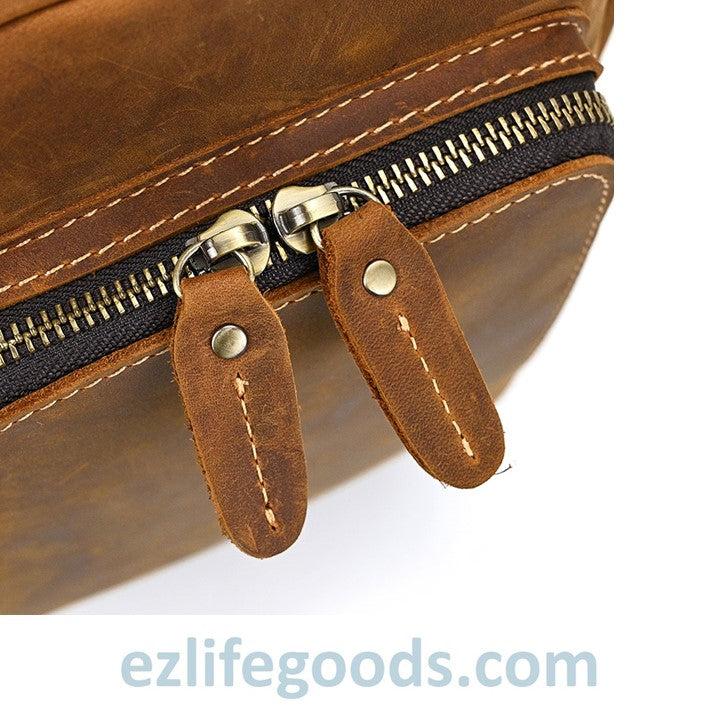 EZLIFEGOODS-Unisex Cowhide Chest Sling Bag, Casual Crossbody Messenger Bag 